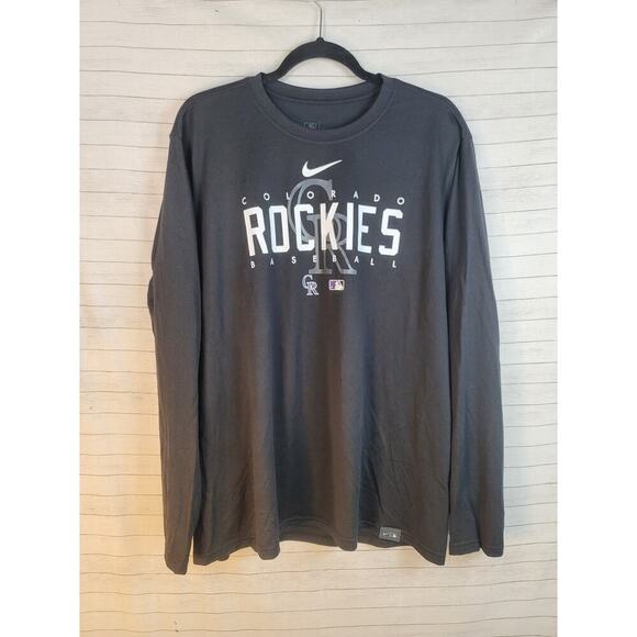 COLORADO ROCKIES MLB THE NIKE DRI FIT LONG SLEEVE IN BLACK, SZ XL - Picture 1 of 13